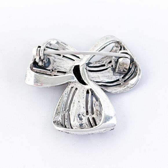 Vintage Thailand Sterling Silver 925 Marcasite Ribbon Bow Brooch Pin - Picture 4 of 7